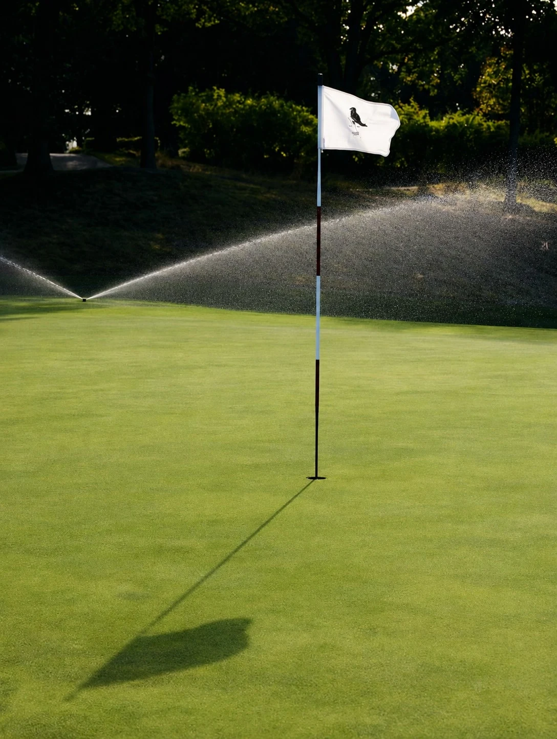A closer look at the green at Whippoorwill Club, with illustrative irrigation added.