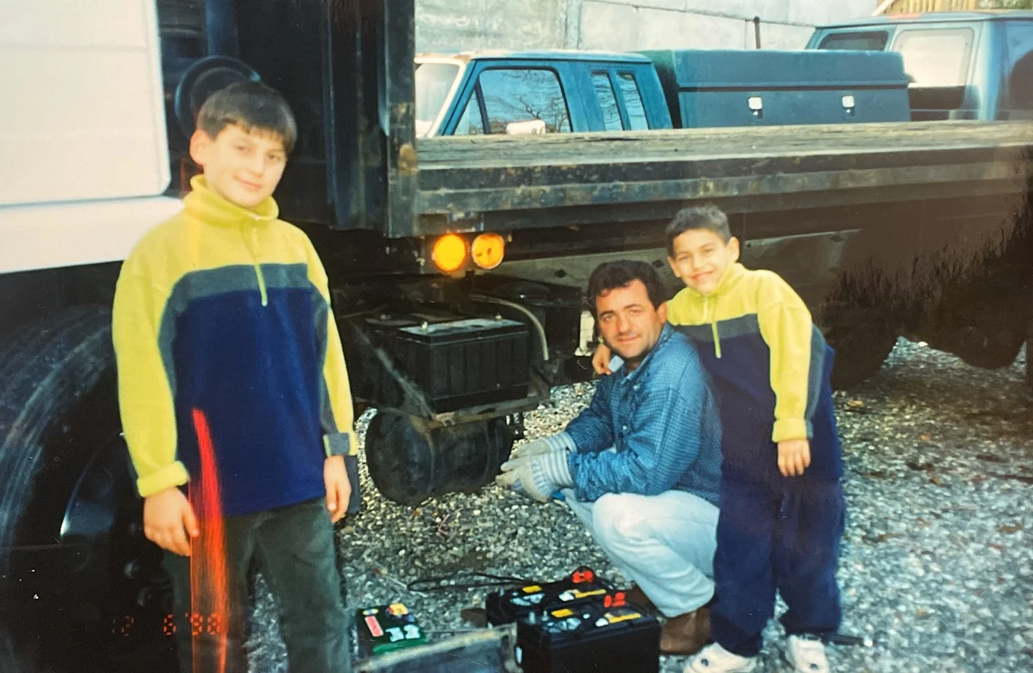John with his two older sons at the “yard” in 1998.